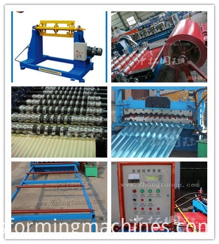 combined picture of corrugated sheet roll forming machine